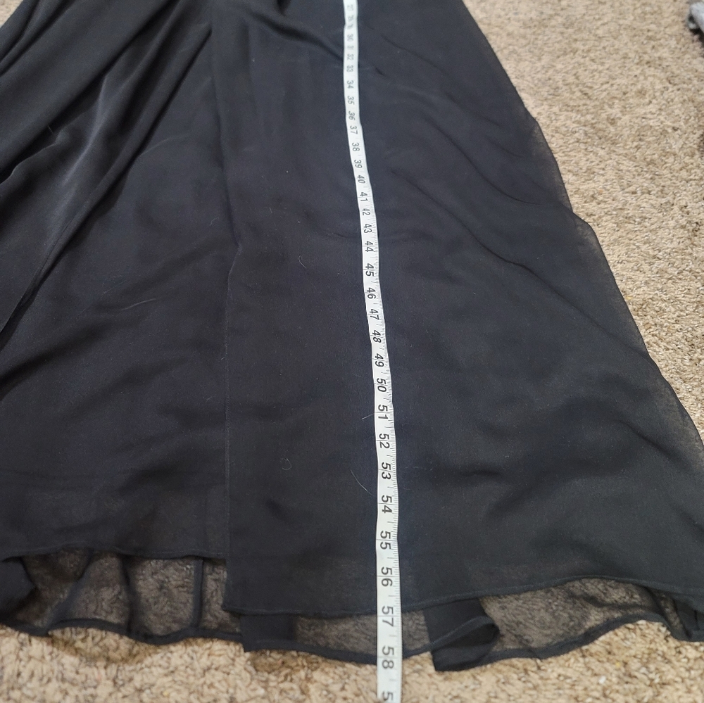 Adrianna Papell Portrait Collar Ruched Black Formal Dress Chiffon Women Size 16 - Picture 7 of 11